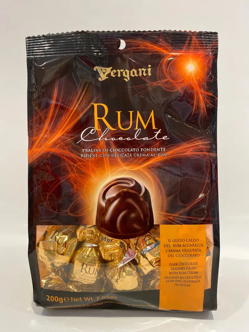 Vergani Dark Chocolate Infused With Aged Rum – Gourmet Italian Confection, 200G 1